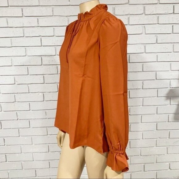 J.Crew Gathered Ruffle Drapey Top in Deep Ember - Picture 4 of 10